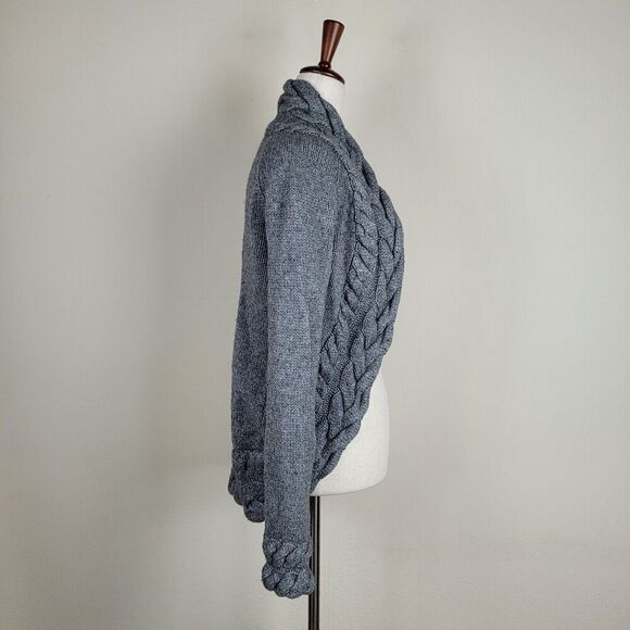 Banana Republic Sweater Womens Small Gray Cable Knit Open Wool Cashmere Blend - Picture 2 of 9